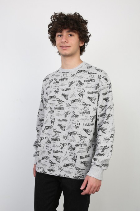 İki İplik Baskılı Oversize Sweat