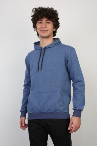 İki İplik Kapşonlu Cepli Sweat