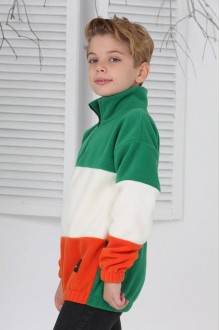 Full Polar Kumaş Yarım Fermuarlı Garnili Yeşil Sweat