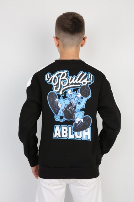 Üç İplik Şardonlu Arka Baskılı Erkek Çocuk Günlük Sweatshirt