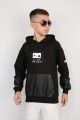 İki İplik Kapşonlu Baskılı Erkek Çocuk Günlük Sweatshirt