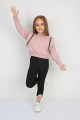Üç İplik Şardonlu Pamuk Kumaş Pudra Crop Sweat 