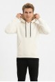 Erkek Üç İplik Şardonlu Kapşonlu Kanguru Cepli Alttan Çıkmalı Günlük Sweatshirt