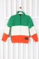 Full Polar Kumaş Yarım Fermuarlı Garnili Yeşil Sweat