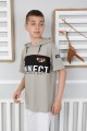 Kapşonlu Baskılı 100% Cotton Vizon Tişört