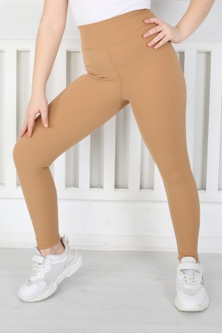 Kız Çocuk Dar Paça Yüksek Bel Fitilli Kumaş Günlük ve Spor Tayt