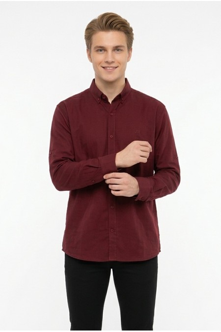 Erkek Armürlü Bengalin Kumaş Uzun Kollu Slim Fit Gömlek 