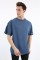 Sıfır Yaka Oversıze İndigo Tişört