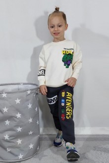 Üç İplik Şardonlu Arka Baskılı Krem Takım 