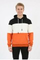 Erkek Üç İplik Şardonlu Kapüşonlu Parçalı Kanguru Cepli Günlük Sweatshirt
