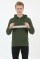 Erkek Üç İplik Kapşonlu Kalın Çizgili Kanguru Cepli Günlük Sweatshirt