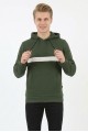 Erkek Üç İplik Kapşonlu Kalın Çizgili Kanguru Cepli Günlük Sweatshirt