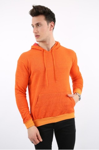 İki İplik Kapşonlu Kanguru Cepli Erkek Günlük Sweatshirt