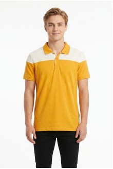 Erkek Omuz Panel Detaylı Polo Yaka Kısa Kollu Slim Fit Dokulu Örme Tişört