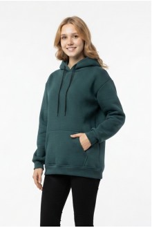 Kadın Kapşonlu Cepli Şardonlu Kalın Günlük Rahat Kesim Sweatshirt 