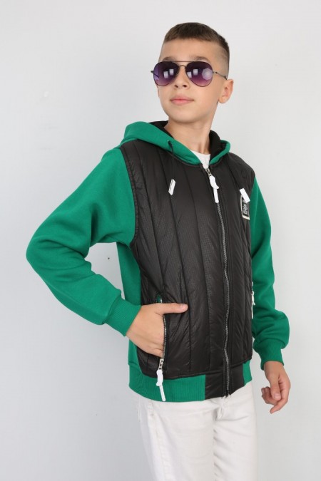 Üç İplik Kapşonlu Fermuarlı İçi Termal Erkek Çocuk Günlük Sweatshirt