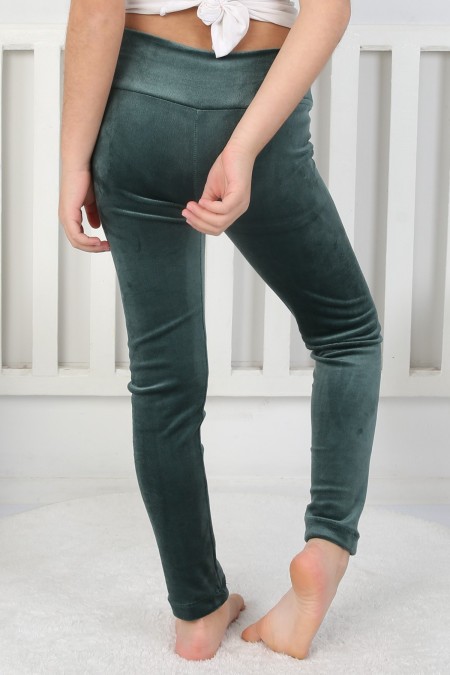 Likralı Kadife Kumaş Arma Detaylı Tayt