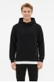 Erkek Üç İplik Şardonlu Kumaş Kapşonlu Kanguru Cepli Alttan Çıkmalı  Günlük Sweatshirt