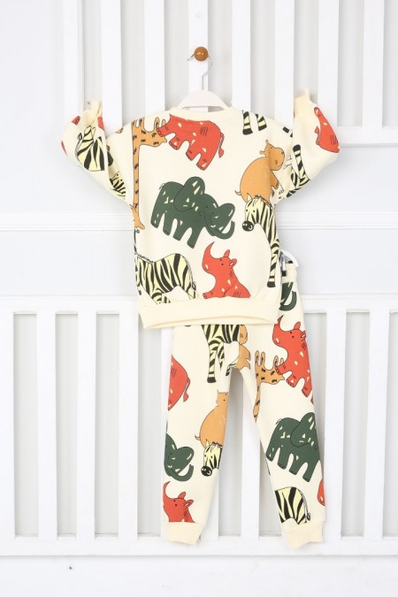 Üç İplik Şardonlu Baskılı Yeşil  Takım 