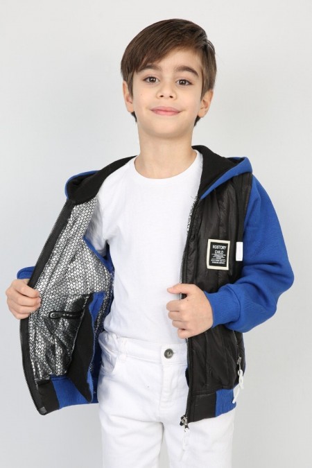 Üç İplik Kapşonlu Fermuarlı İçi Termal Erkek Çocuk Günlük Sweatshirt