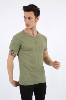 Fitili Sıfır Yaka Haki Tişört