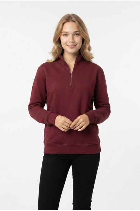 Kadın Yarım Fermuarlı Günlük Rahat Kesim Sweatshirt