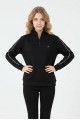Kadın Yarım Fermuarlı Kolu Tek Çizgili Armalı Günlük Rahat Kesim Sweatshirt