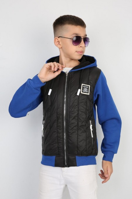 Üç İplik Kapşonlu Fermuarlı İçi Termal Erkek Çocuk Günlük Sweatshirt