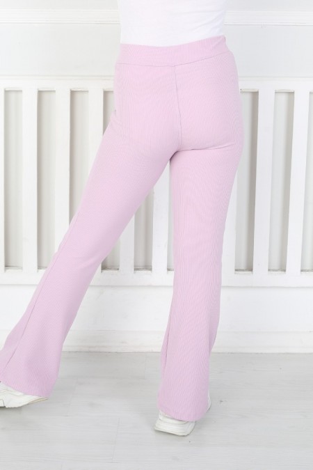 İspanyol Paça Birinci Kalite Fitilli Kumaş Lila Kız Çocuk Günlük Tayt