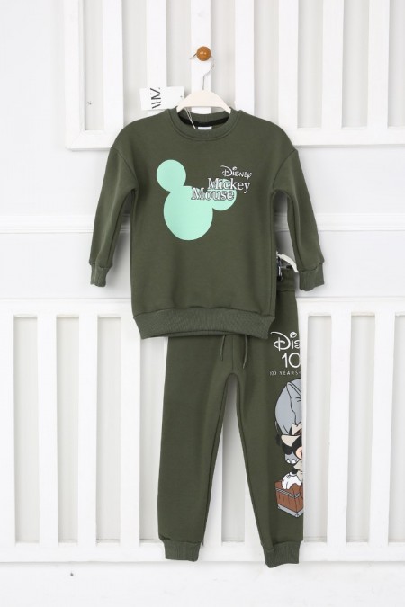 Üç İplik Şardonlu Baskılı Haki Takım 