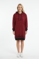 Kadın BordoMartı Desenli Kapüşonlu Cepli Uzun Kollu Jakarlı İnterlok Penye Sweatshirt Elbise 