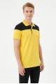 Erkek Omuz Panel Detaylı Polo Yaka Kısa Kollu Slim Fit Dokulu Örme Tişört