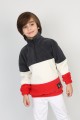 Full Polar Kumaş Yarım Fermuarlı Garnili Erkek Çocuk Günlük Sweatshirt