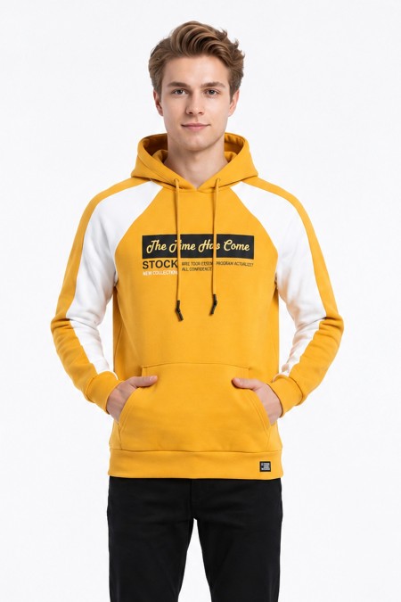 Erkek Üç İplik Kapşonlu Kanguru Cepli Günlük Sweatshirt