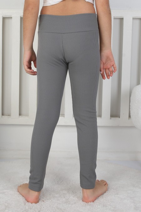 Şardonlu Fitilli Kumaş Arma Detaylı Gri Tayt