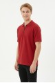 Erkek Fermuar Detaylı Polo Yaka Kısa Kollu Dokulu Slim Fit Örme Tişört