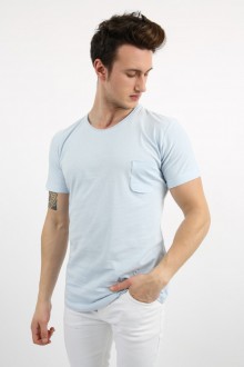Erkek Tek Cepli Bisiklet Yaka Slim Fit Pamuklu Kısa Kollu Günlük Tişört