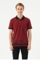 Erkek Martı Desenli Garnili Polo Yaka Kısa Kollu Slim Fit Pamuklu Tişört