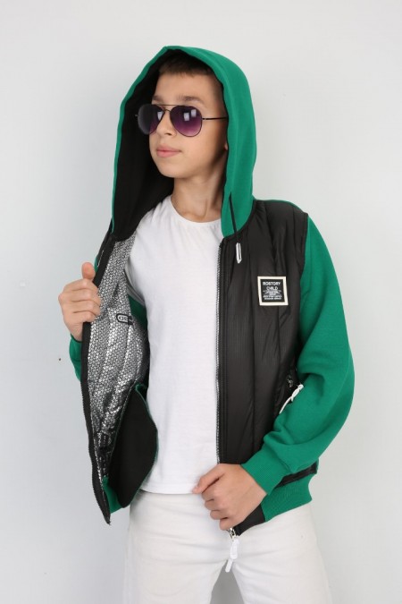 Üç İplik Kapşonlu Fermuarlı İçi Termal Erkek Çocuk Günlük Sweatshirt