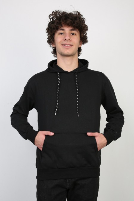 İki İplik Kapşonlu Cepli Sweat