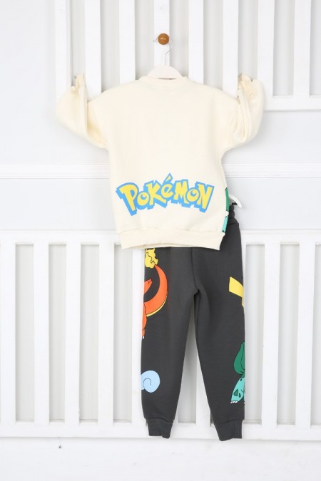 Üç İplik Şardonlu Baskılı Beyaz Takım 