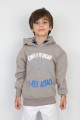 Üç İplik Şardonlu Baskılı Kapşonlu Erkek Çocuk Günlük Sweatshirt