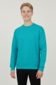 Erkek Turkuaz Mavisi Oversize Bisiklet Yaka Basic Pamuklu Üç İplik Şardonlu Sweatshirt
