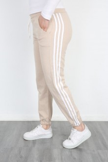 2 İplik Üç Çizgili Krem Altı Eşofman 