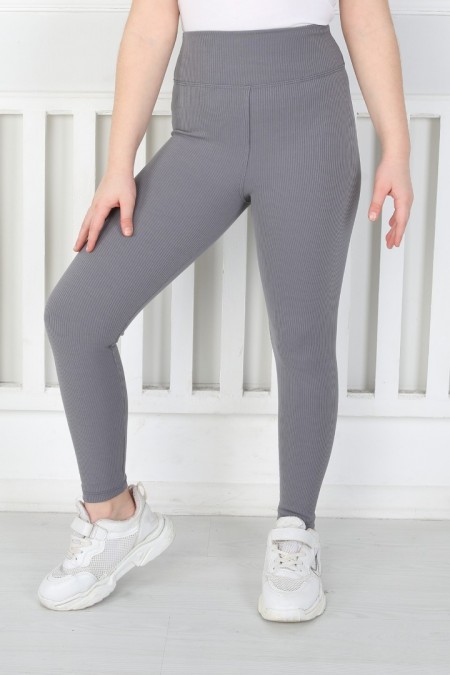 Kız Çocuk Dar Paça Yüksek Bel Fitilli Kumaş Günlük ve Spor Tayt