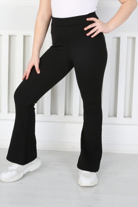 İspanyol Paça Birinci Kalite Fitilli Kumaş Siyah Tayt