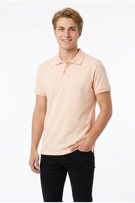 Erkek Basic Polo Yaka Kısa Kollu Slim Fit Pamuklu Örme Tişört
