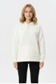 Kadın Kapüşonlu Kanguru Cepli Düşük Omuzlu Kare Desenli Kabartma Dokulu Sweatshirt