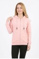 Kadın Üç İplik Şardonsuz Düz Kapüşonlu Fermuarlı Kanguru Cepli Günlük Sweatshirt