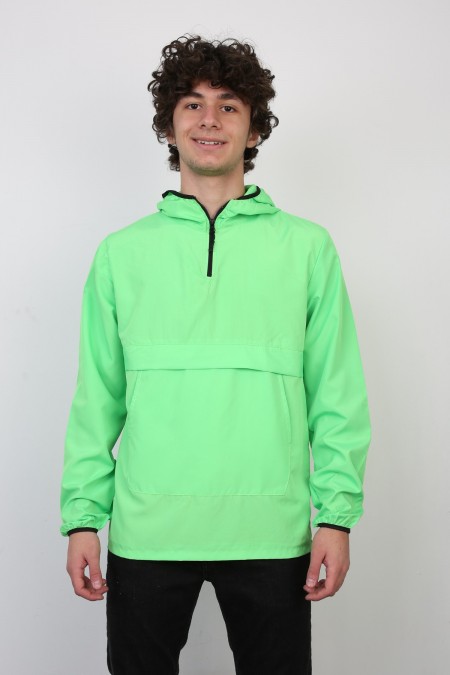 Kapşonlu Yarım Fermuarlı Mevsimlik Mont